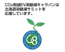 CO2削減EV洞爺湖キャラバンは北海道洞爺湖サミットを応援しています